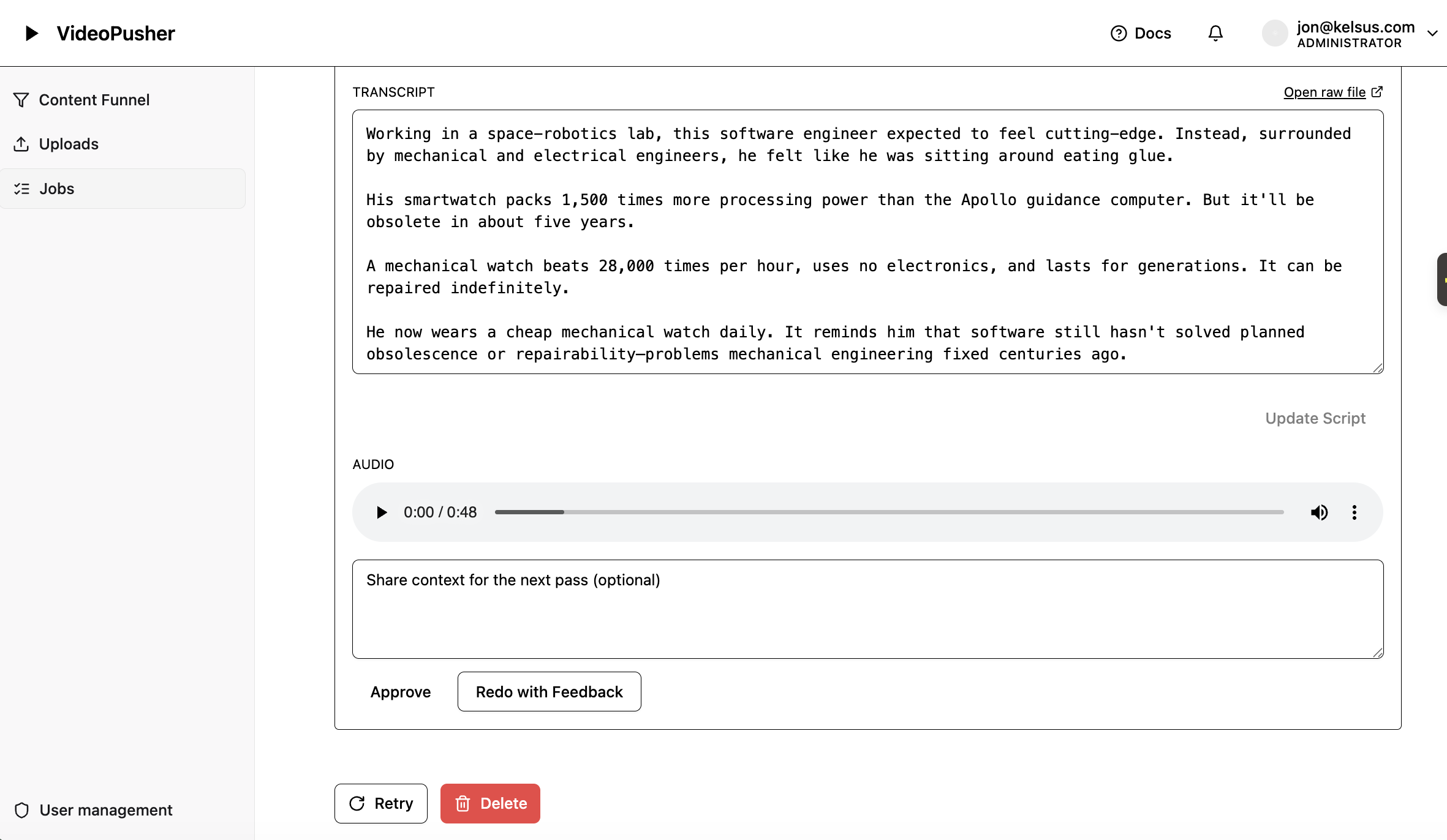 Review the AI Script